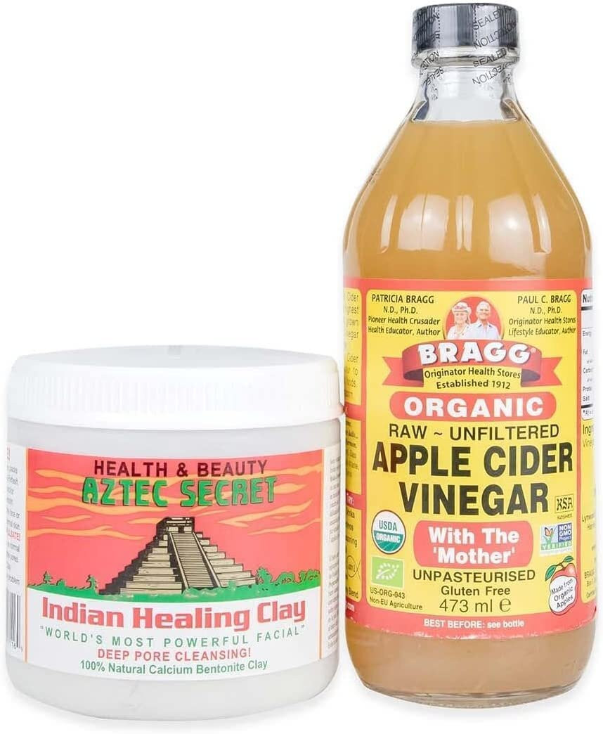 Aztec Indian Healing Clay Bentonite Clay Mask + Vinegar for Apple BRAGG - Pack