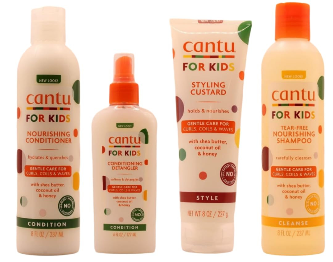 Cantu 4 x Mild Hair Care for Kids / Curly Hair - Shampoo / Conditioner / Detangling / Styling Gel